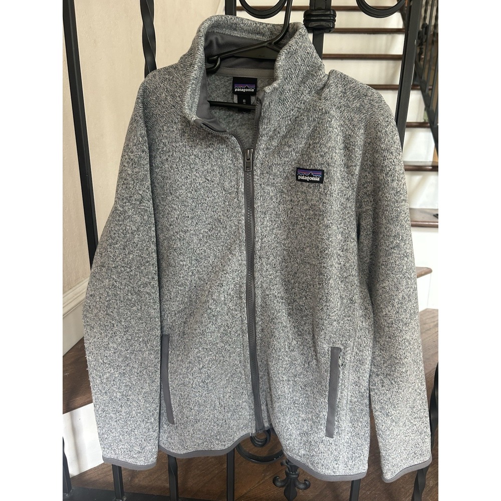 Boy's Size 10-12 Medium Patagonia Better Sweater Fleece Jacket Gray Zip Up